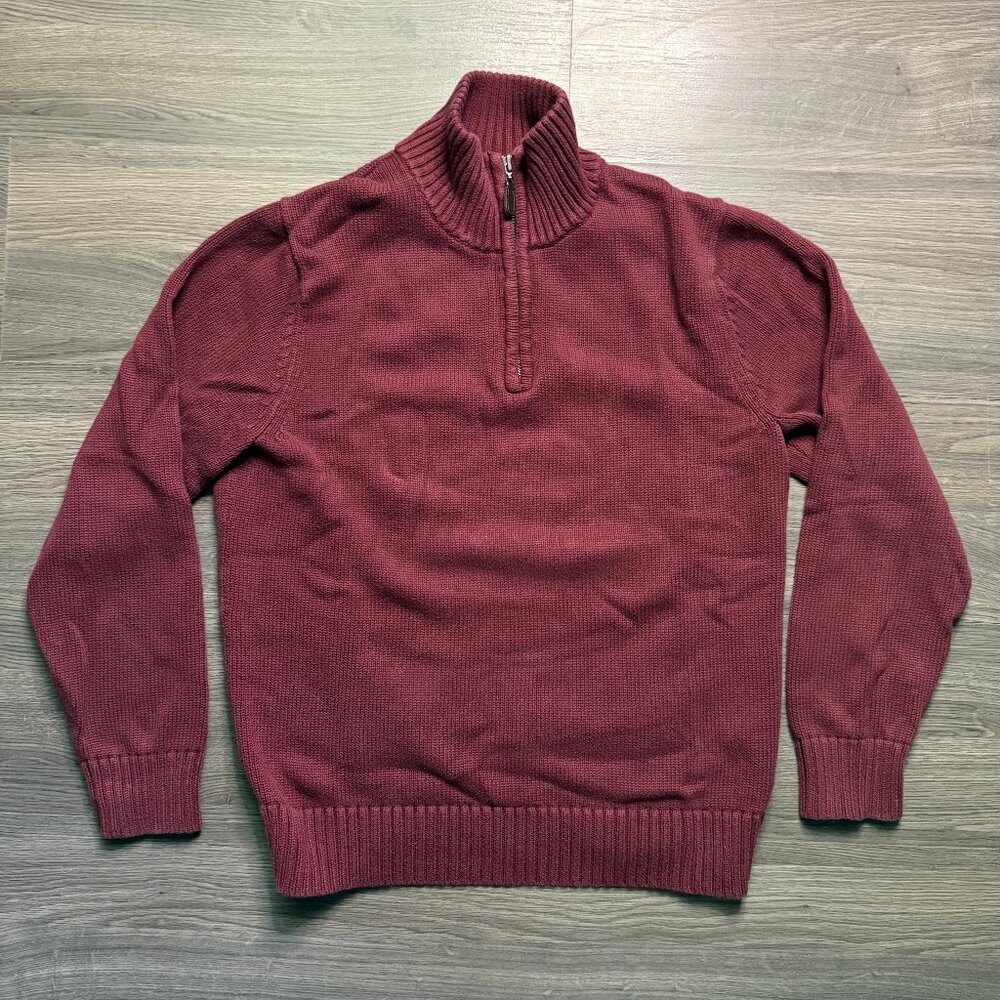 L.L. Bean Men's Wicked Soft Cotton Quarter-Zip Sweater - Red